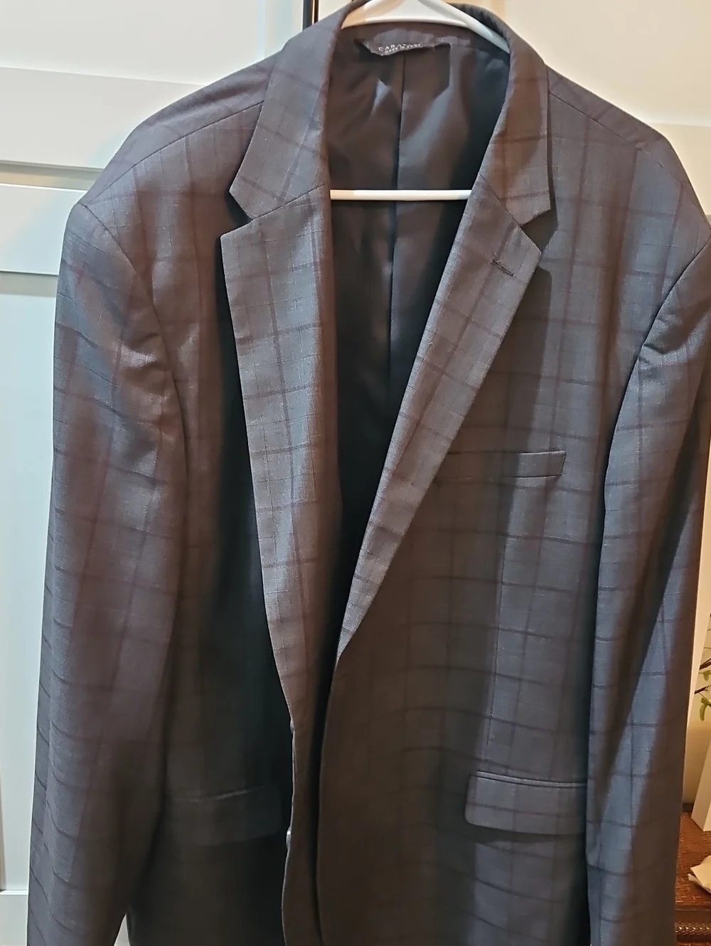 Men's Plaid Gray Sport Coat Blazer - Tailored Windowpane Look
